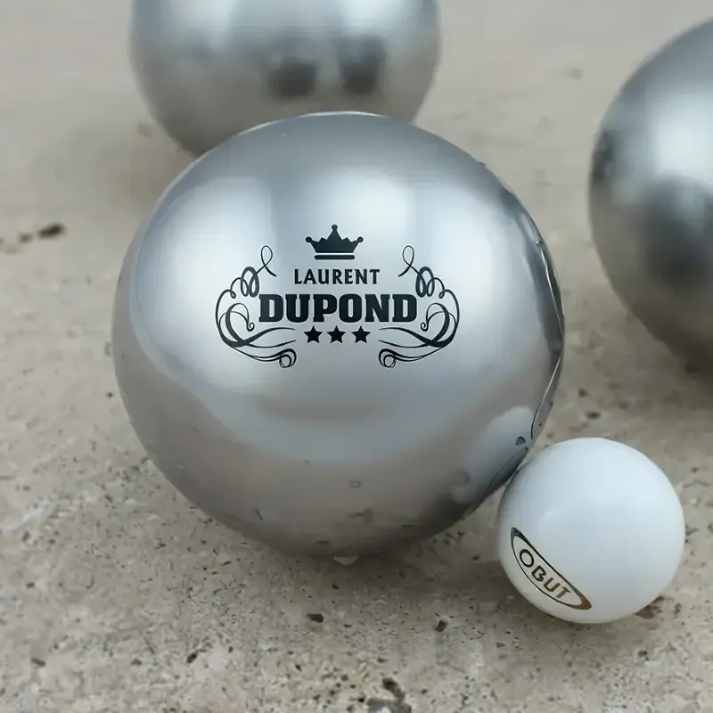 Vintage OBUT Set Of 6 Bocce Ball La Boules Petanque DOG With Carrying