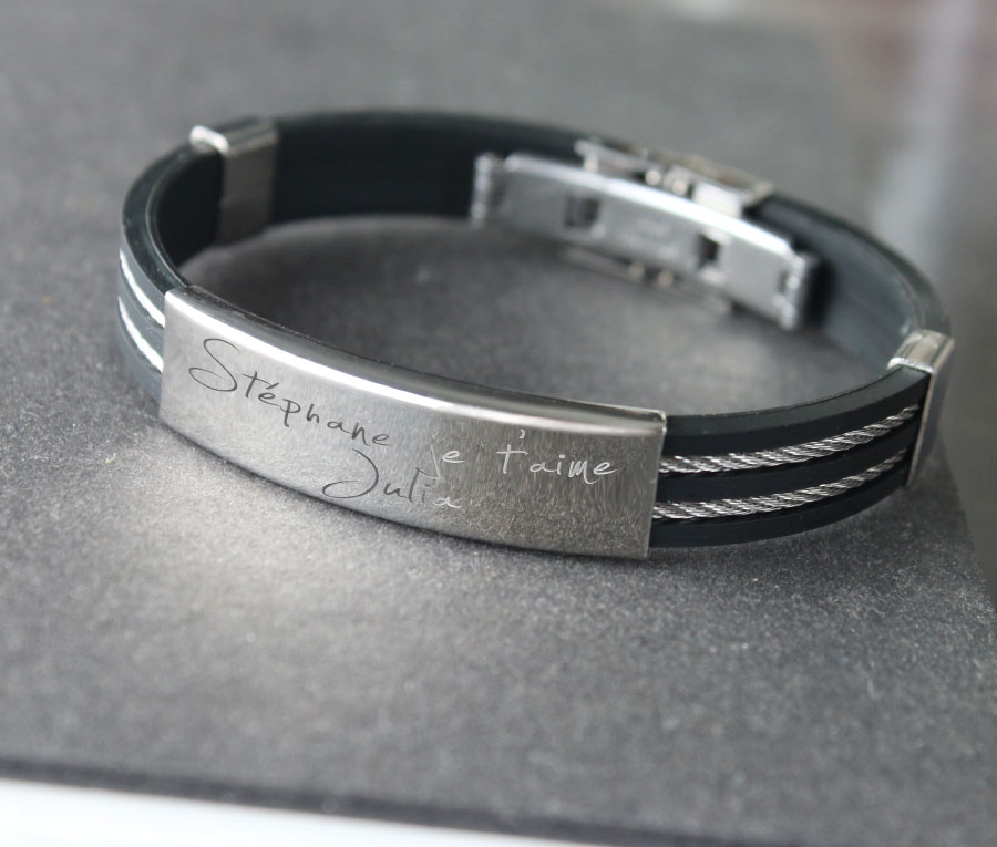 Bracelet avec Votre message Gravé.