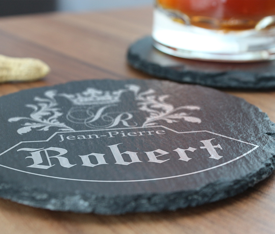 Sous-verre gravé en Ardoise pour Bière.