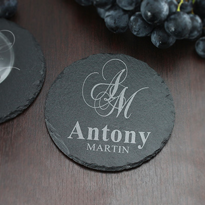 Sous-verre gravé en Ardoise pour Vin.